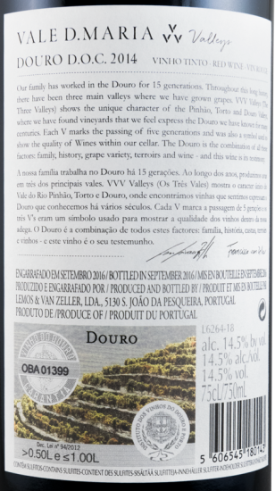 2014 Quinta Vale D. Maria VVV Valleys red