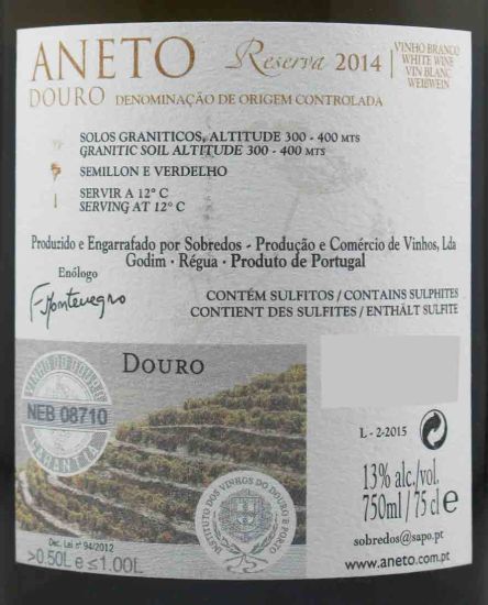 2014 Aneto Reserva white