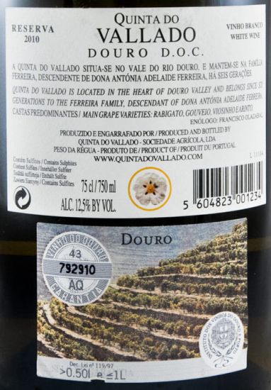 2010 Vallado Reserva branco