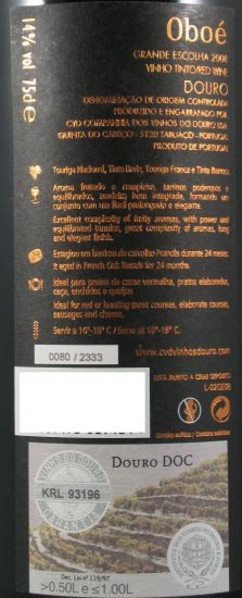 2008 Oboé Grande Escolha Rótulo Preto red