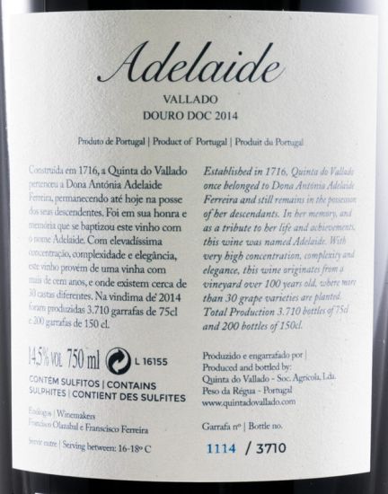 2014 Vallado Adelaide red
