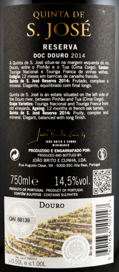 2014 Quinta de São José Reserva tinto