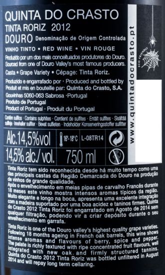2012 Quinta do Crasto Tinta Roriz red
