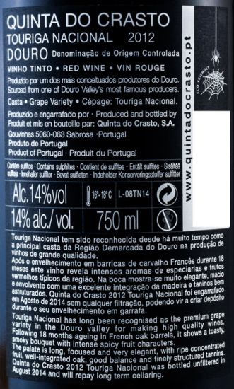 2012 Quinta do Crasto Touriga Nacional tinto