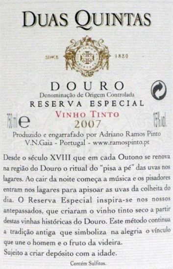 2007 Duas Quintas Reserva Especial tinto
