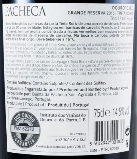 2015 Quinta da Pacheca Grande Reserva Touriga Nacional red