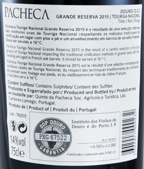 2015 Quinta da Pacheca Grande Reserva Touriga Nacional tinto