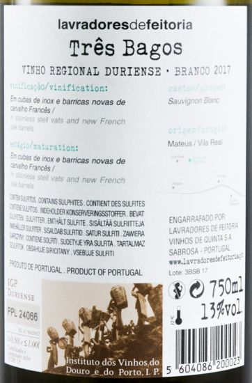2017 Lavradores de Feitoria Três Bagos Sauvignon Blanc branco