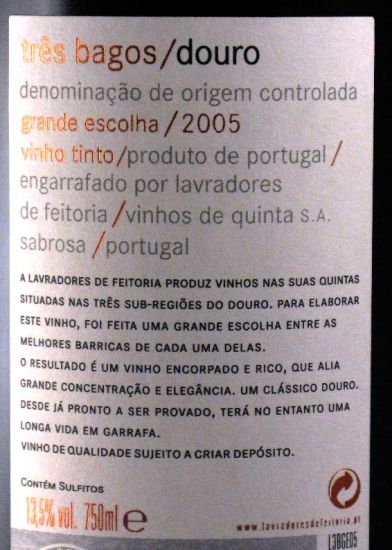 2005 Lavradores da Feitoria Três Bagos Estágio Prolongado Grande Escolha red