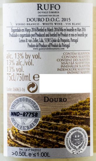 2015 Quinta Vale D. Maria Rufo branco