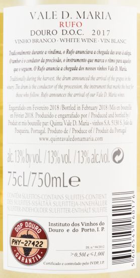 2017 Quinta Vale D. Maria Rufo white