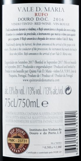 2016 Quinta Vale D. Maria Rufo tinto