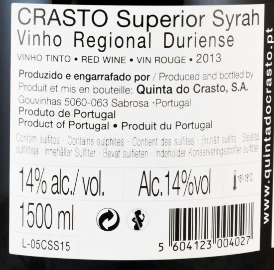 2013 Quinta do Crasto Superior Syrah tinto 1,5L