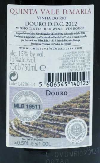 2012 Quinta Vale D. Maria Vinha do Rio tinto