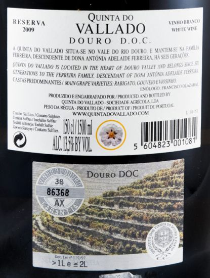 2009 Vallado Reserva white 1.5L