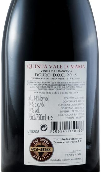 2016 Quinta Vale D. Maria Vinha da Francisca red
