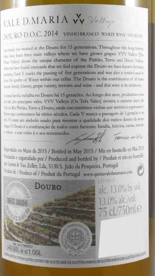2014 Quinta Vale D. Maria vvv branco