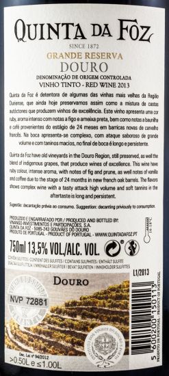 2013 Quinta da Foz Vinhas Velhas Grande Reserva tinto