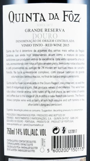 2015 Quinta da Foz Vinhas Velhas Grande Reserva red