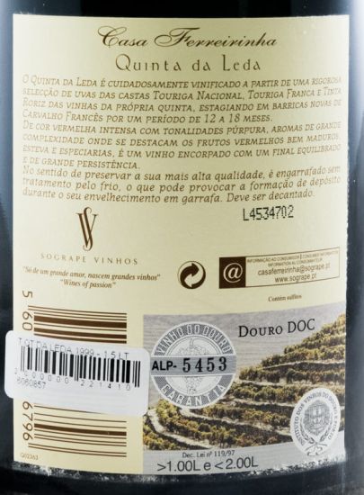 1999 Casa Ferreirinha Quinta da Leda tinto 1,5L