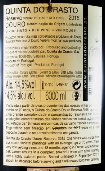 2015 Quinta do Crasto Vinhas Velhas Reserva tinto 6L