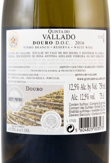 2016 Vallado Reserva white