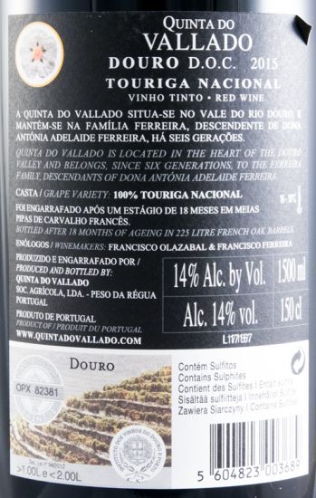 2015 Vallado Touriga Nacional red 1.5L