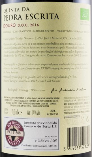 2016 Quinta da Pedra Escrita organic red