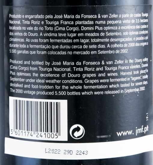 2000 José Maria da Fonseca Domini Plus red