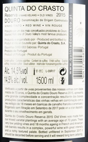 2015 Quinta do Crasto Vinhas Velhas Reserva tinto 1,5L