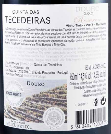 2015 Quinta das Tecedeiras Reserva red
