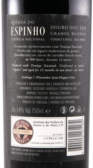 2014 Quinta do Espinho Touriga Nacional Grande Reserva red