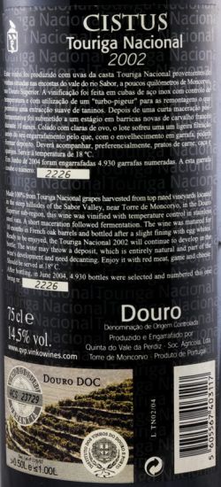 2002 Cistus Touriga Nacional tinto