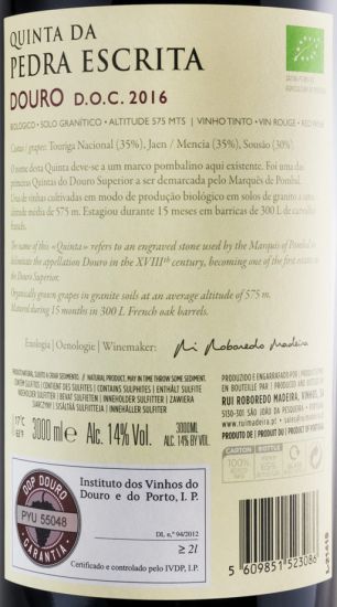 2016 Quinta da Pedra Escrita organic red 3L