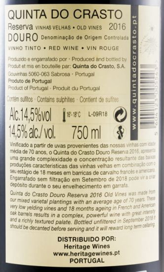 2016 Quinta do Crasto Vinhas Velhas Reserva red