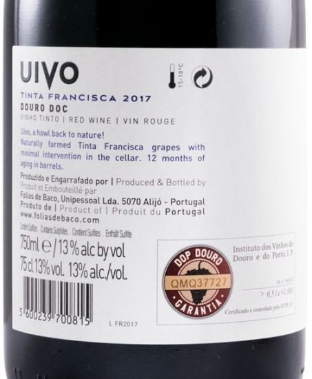 2017 Folias de Baco Uivo Tinta Francisca red