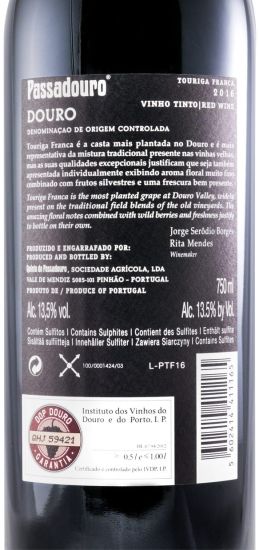2016 Quinta do Passadouro Touriga Franca red