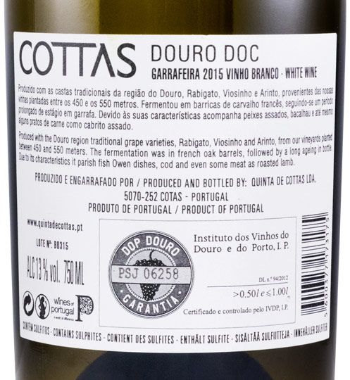 2015 Cottas Garrafeira branco