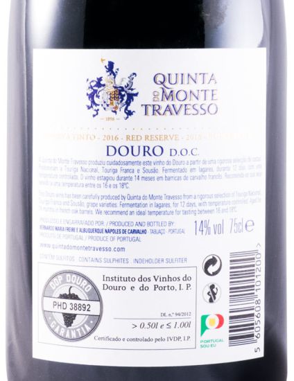 2016 Quinta do Monte Travesso Reserva red