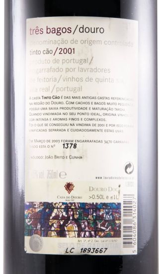 2001 Lavradores de Feitoria Três Bagos Tinto Cão tinto