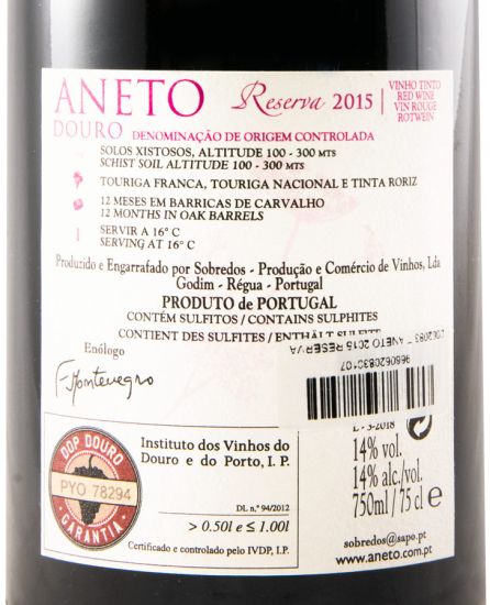 2015 Aneto Reserva tinto