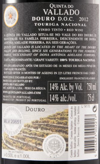 2012 Vallado Touriga Nacional red