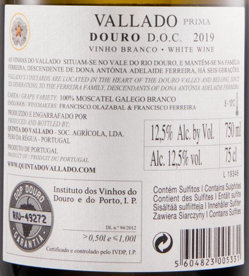 2019 Vallado Prima Moscatel Galego branco