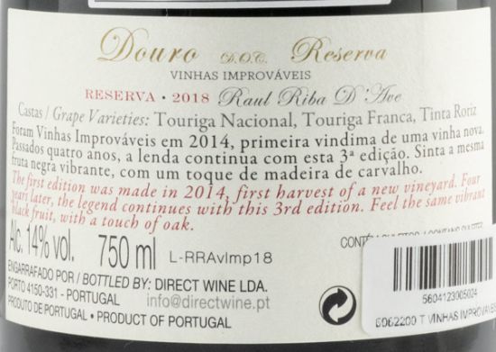 2018 Vinhas Improváveis Reserva red