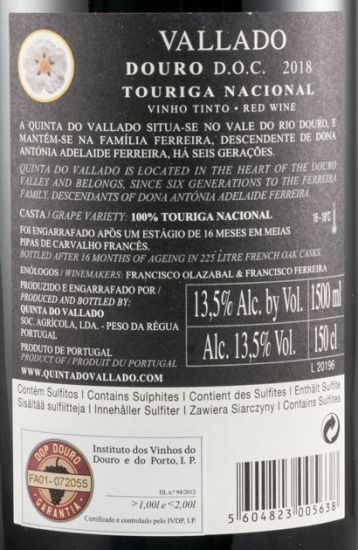 2018 Vallado Touriga Nacional tinto 1,5L