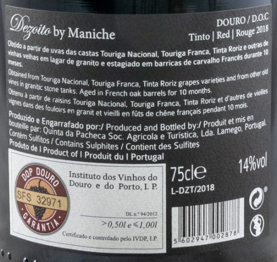 2018 Quinta da Pacheca Dezoito by Maniche red