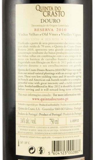 2010 Quinta do Crasto Vinhas Velhas Reserva red