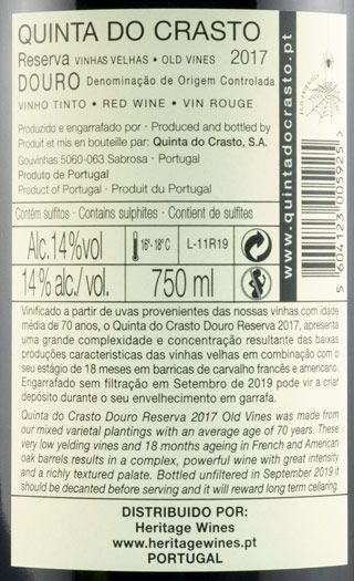 2017 Quinta do Crasto Vinhas Velhas Reserva red