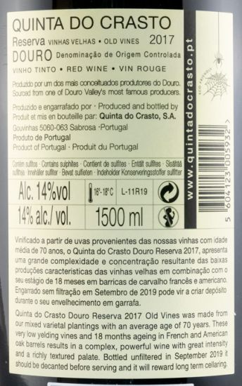 2017 Quinta do Crasto Vinhas Velhas Reserva tinto 1,5L