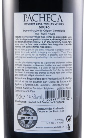 2018 Pacheca Vinhas Velhas Reserva red